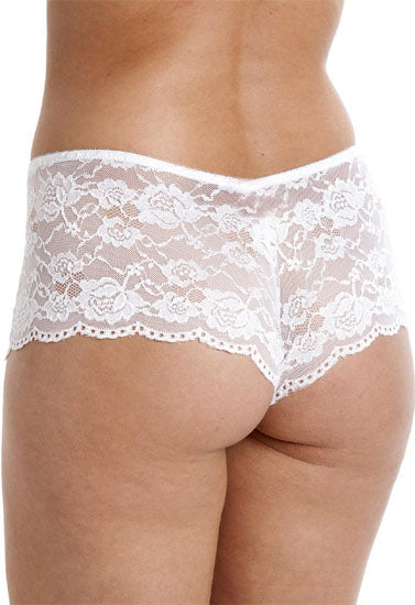 M&S White Lace French Knicker Boxer Boyshorts Brief - Pionie