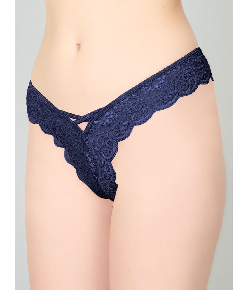 Blue Lace Design Women's Thongs ( Pack of 1 ) - Pionie