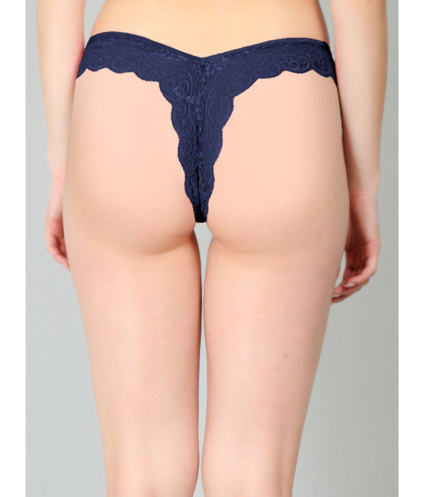 Blue Lace Design Women's Thongs ( Pack of 1 ) - Pionie