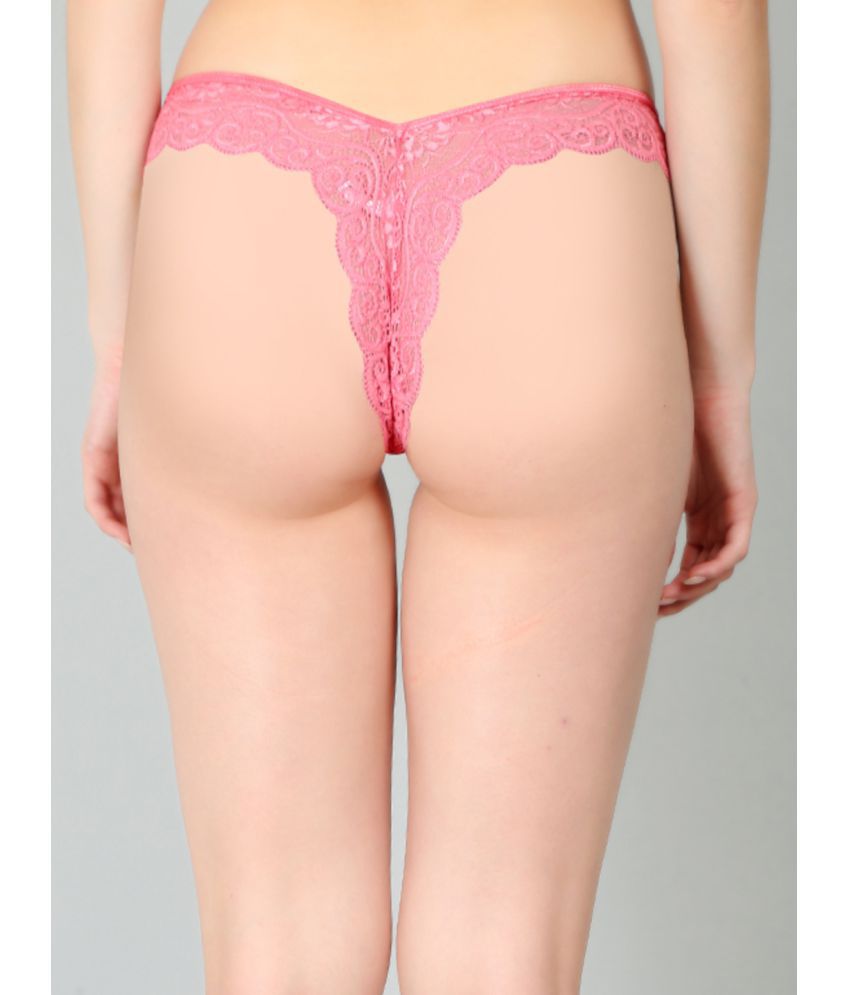 Pink Lace Design Women’s Thongs ( Pack of 1 ) - Pionie