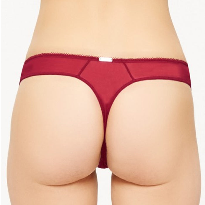 Presence Maroon Thread Embroidery Seductive Lace Thong - Pionie