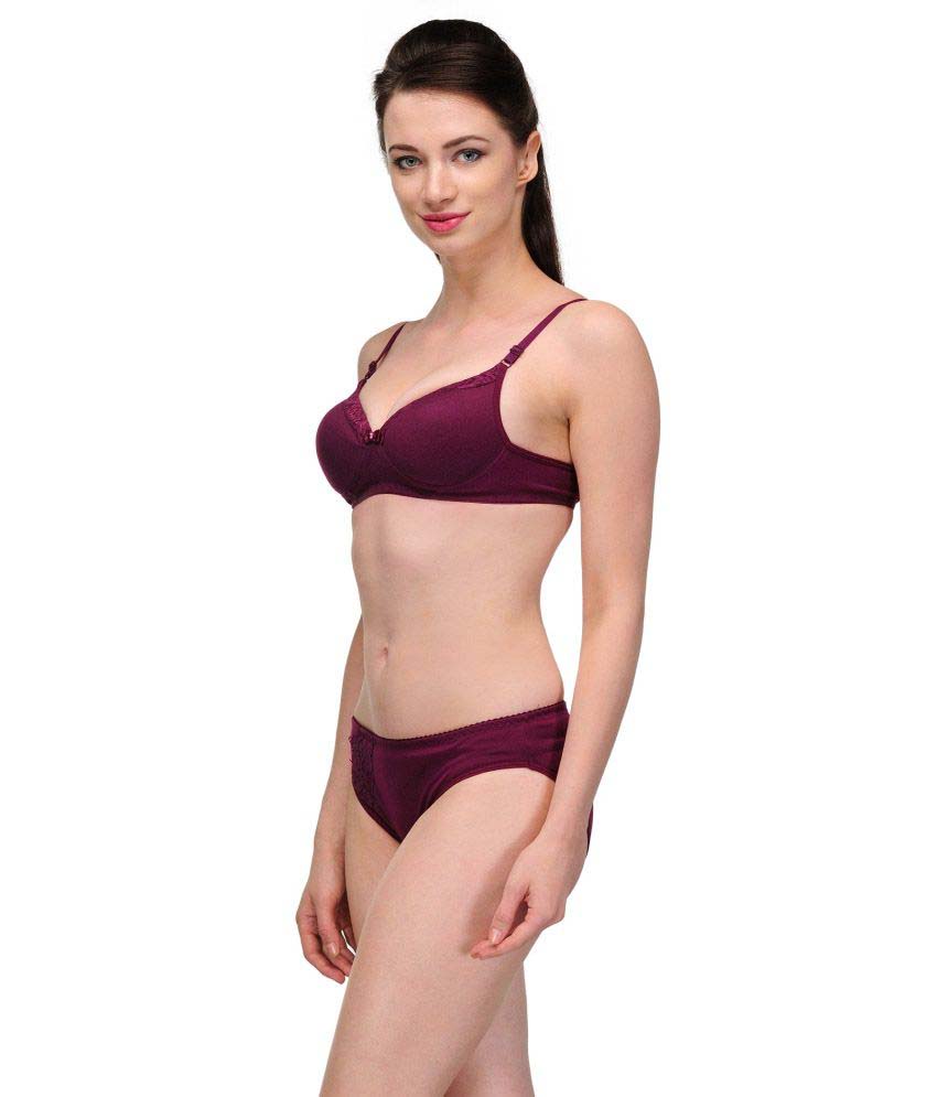 "Pure" Cotton Purple Bra Panty Set 02