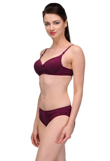 "Pure" Cotton Purple Bra Panty Set 01