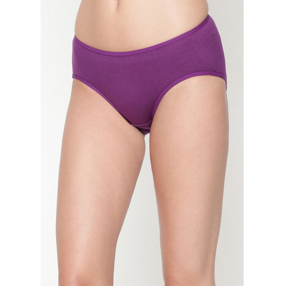 Comfy Snazzy Way Beauty Tagless Strechy Waist Women's Plus Size Purple Cotton Panties(Pkt of 2) - Pionie