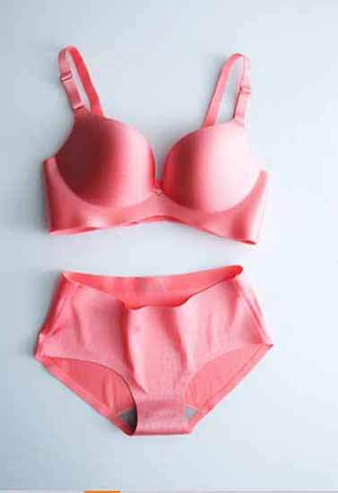 Seductive Pink Seamless Padded Pushup Bra Panty Set - Pionie