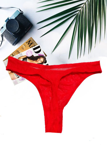 Seductive Red Lace Thong - Pionie