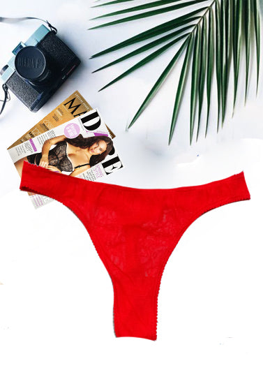 Seductive Red Lace Thong - Pionie