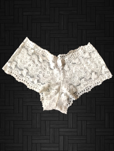 Sexy White Floral Lace Boyleg Panty - Pionie