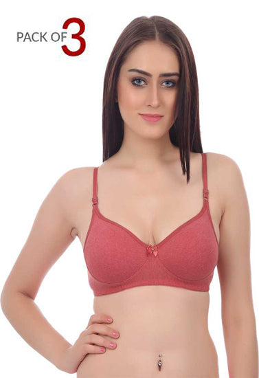 Soft & Cozy Cotton Bra-Pk Of 3 - Pionie