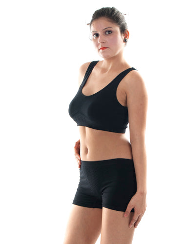 "Black" Seamless Sports Bra And Boyshort Set 02