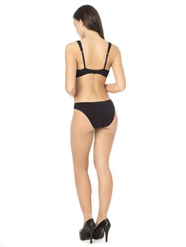 Stylish Seamless Black Push Up Bra Bikini Bottom - Pionie