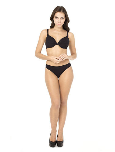 Stylish Seamless Black Push Up Bra Bikini Bottom - Pionie