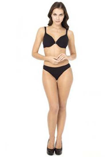 Stylish Seamless Black Push Up Bra Bikini Bottom - Pionie