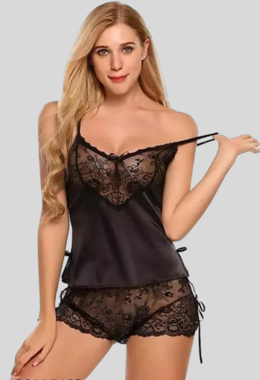 French Daina Black Babydoll Nightwear - Pionie