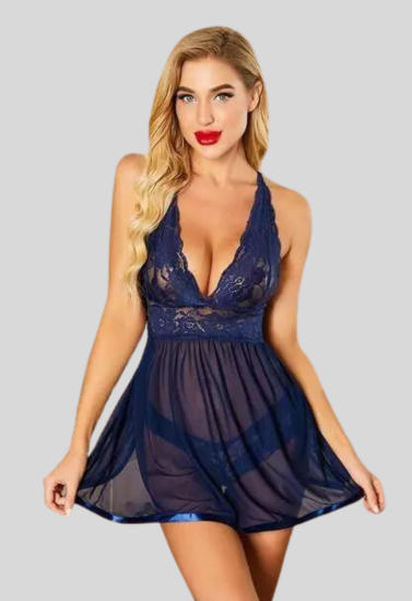 Lacy Elegance Strap Babydoll Nightwear - Pionie