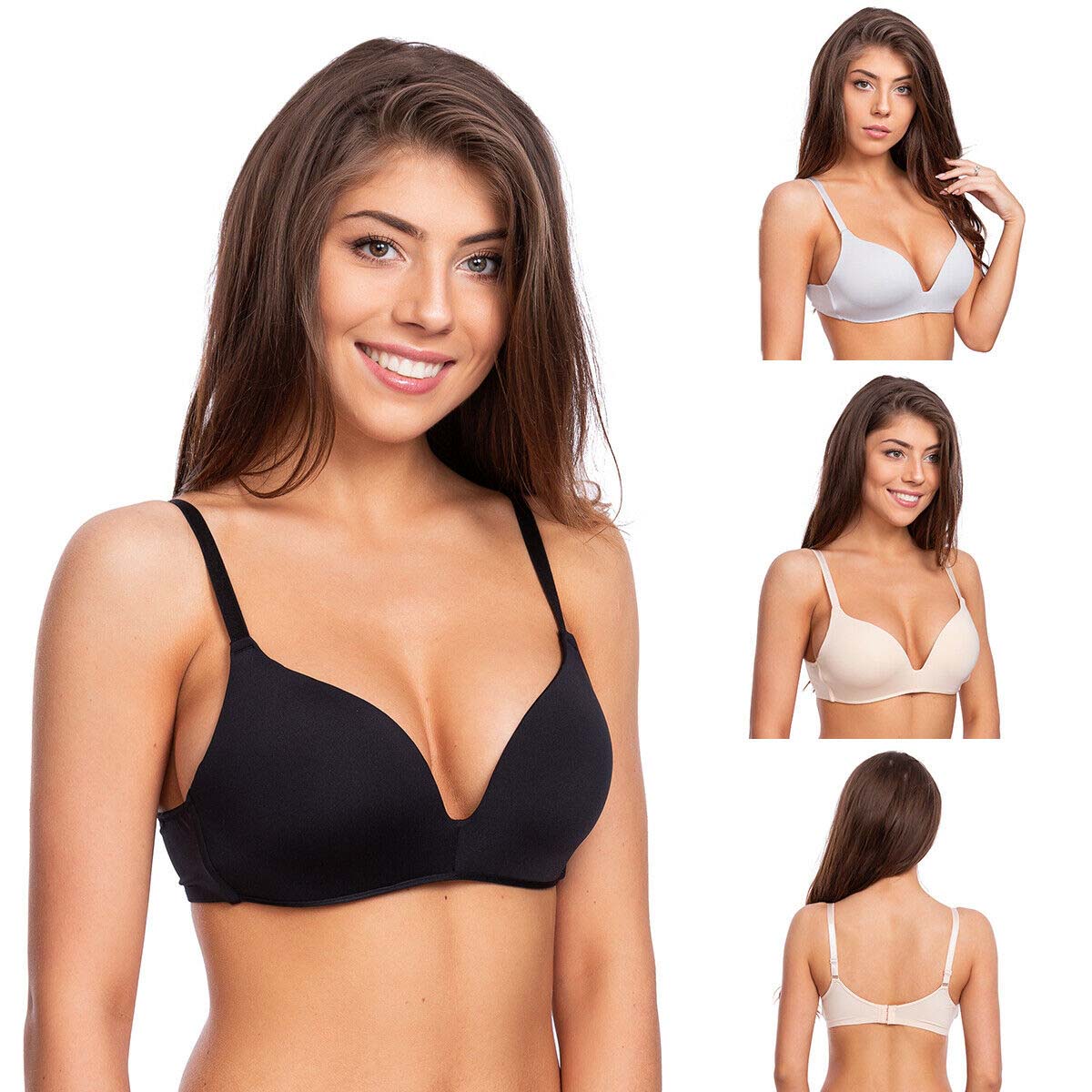 2 Pack seamless padded underwired push up bra 01