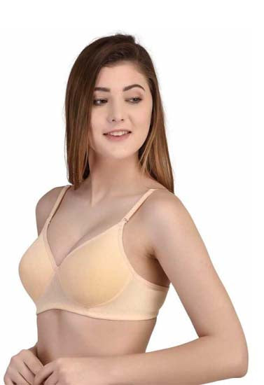 Women Beige Full Coverage Lightly Padded Bra - Pionie