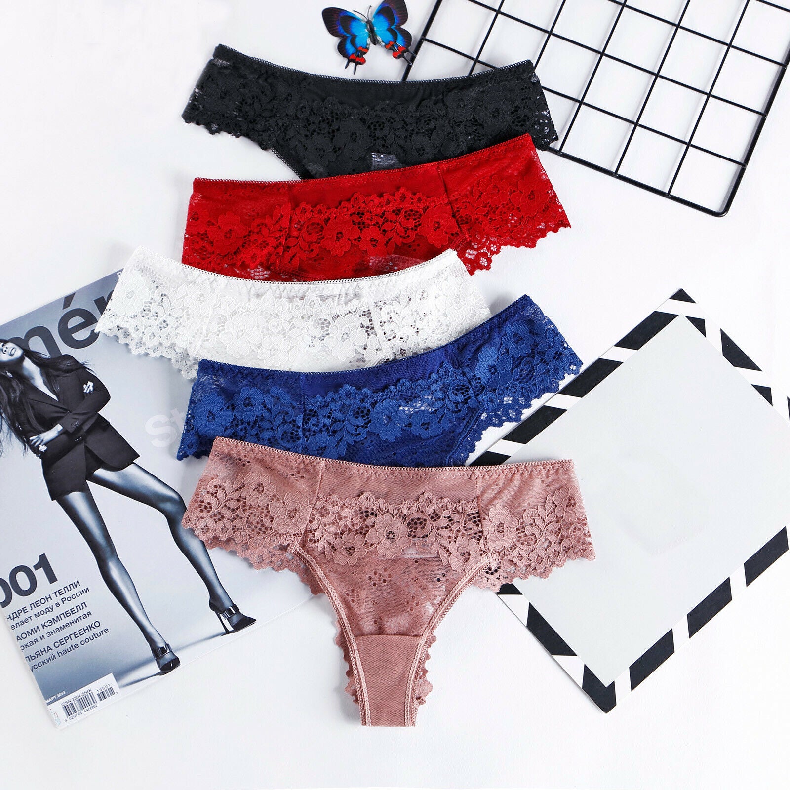 Beautiful Low Waist Thong Panties Pack (of 5) - Pionie