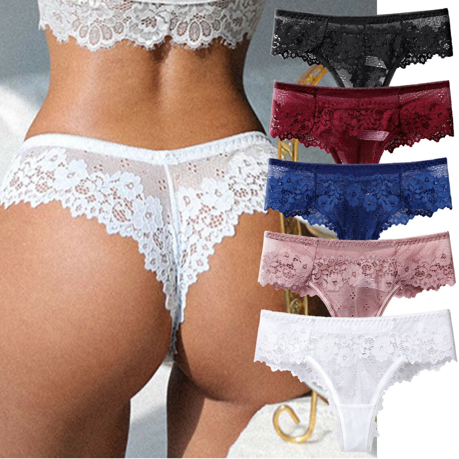 Beautiful Low Waist Thong Panties Pack (of 5) - Pionie