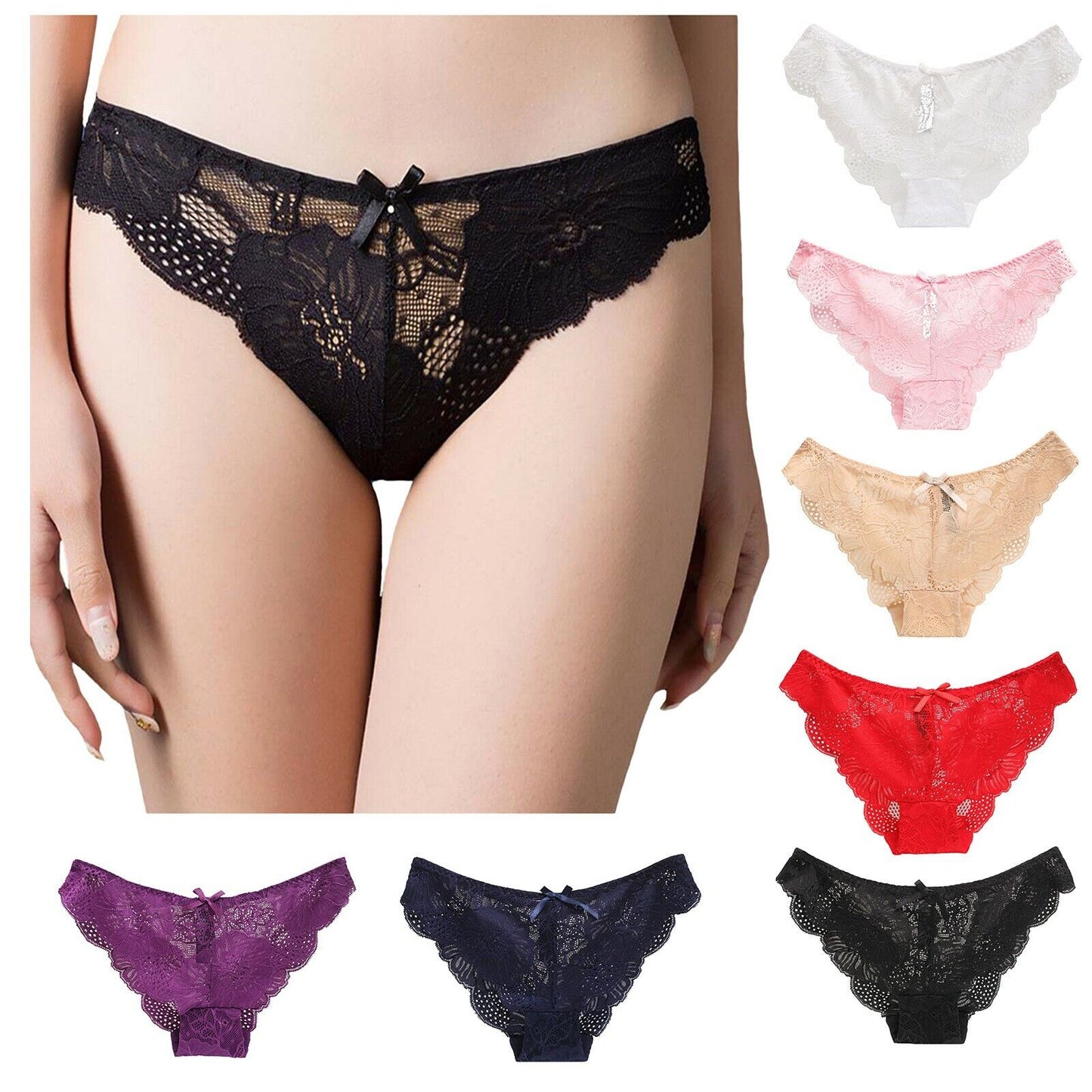 Low Waist Hollow Bow Panties Pack (of 3) - Pionie