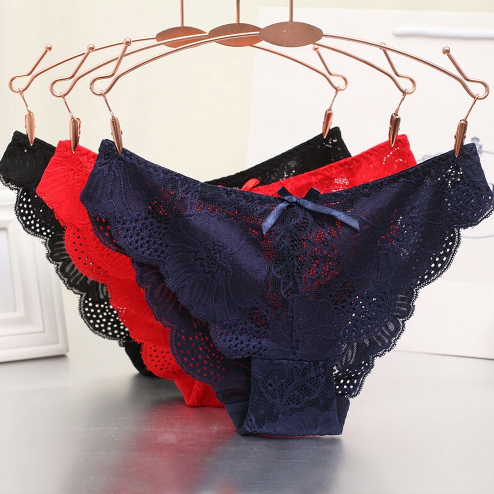 Low Waist Hollow Bow Panties Pack (of 3) - Pionie