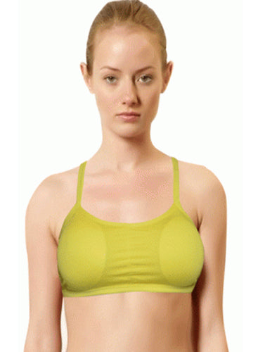 Yellow Strips Racer Back Padded Medium Impact Sports Bra - Pionie