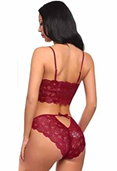 ♥Full Lacy Red Sexy Bra Set For Women's - Pionie