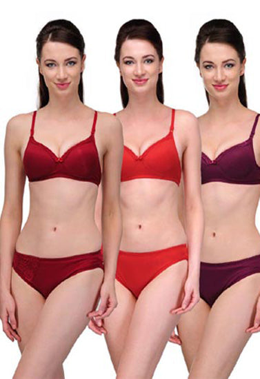 Elegant Solid Colour Bra Sets ( Pk of 3) 01