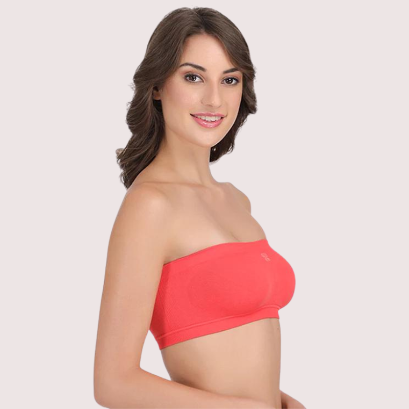 Sexy Coral Red Tube Bandeau Bra Top for Her - Pionie