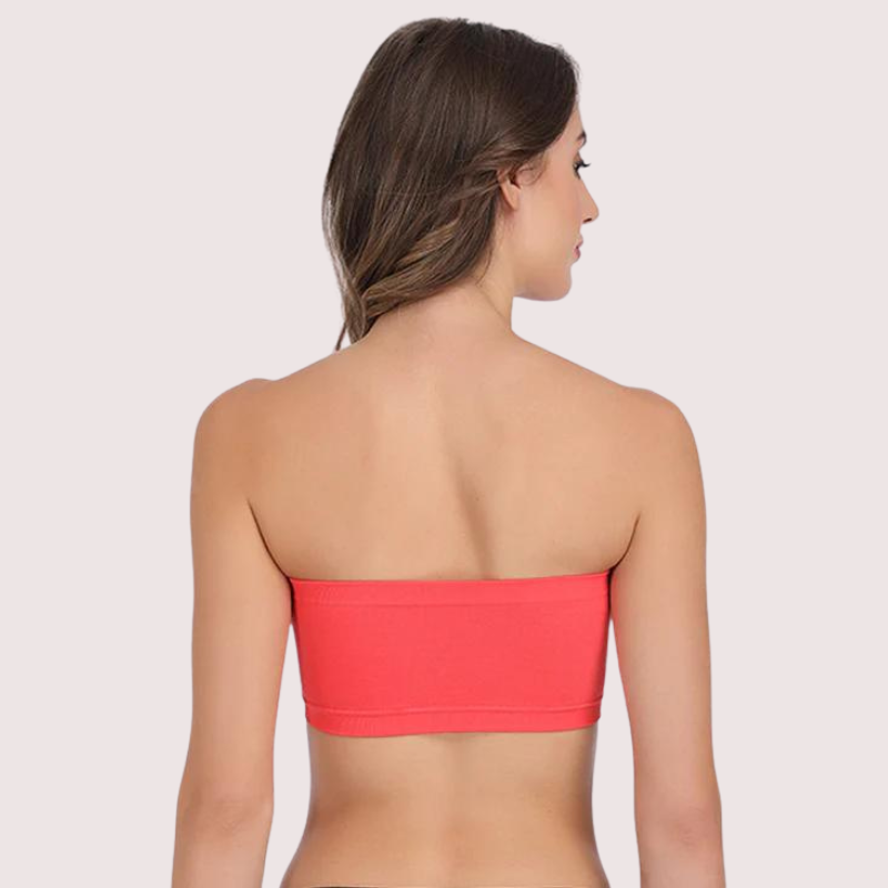 Sexy Coral Red Tube Bandeau Bra Top for Her - Pionie