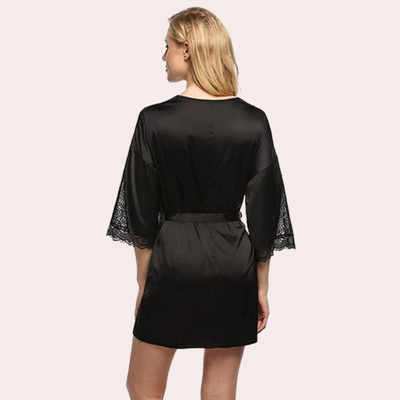 Sexy Black Silk Robe for Women, Perfect for Hot Nights - Pionie