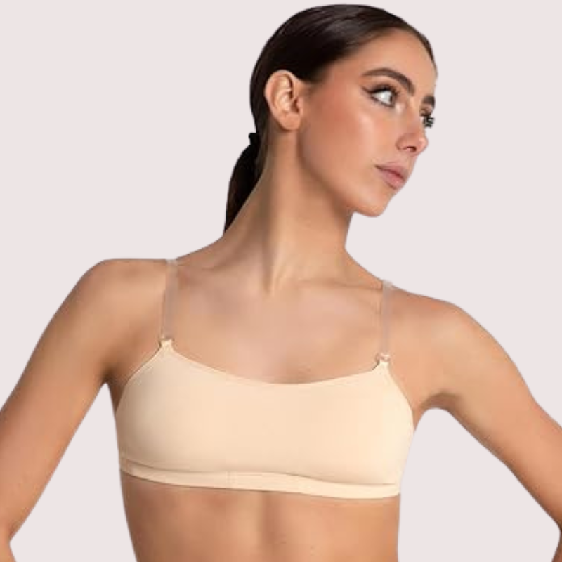 Sexy Tube Bandeau Bra with Transparent Straps in Nude - Pionie