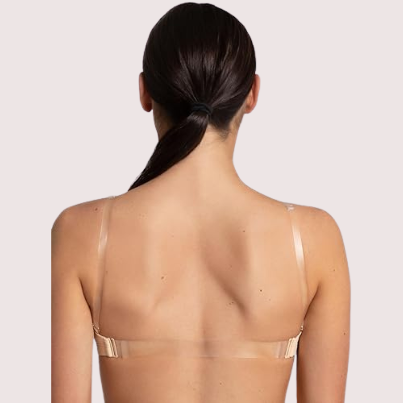 Sexy Tube Bandeau Bra with Transparent Straps in Nude - Pionie