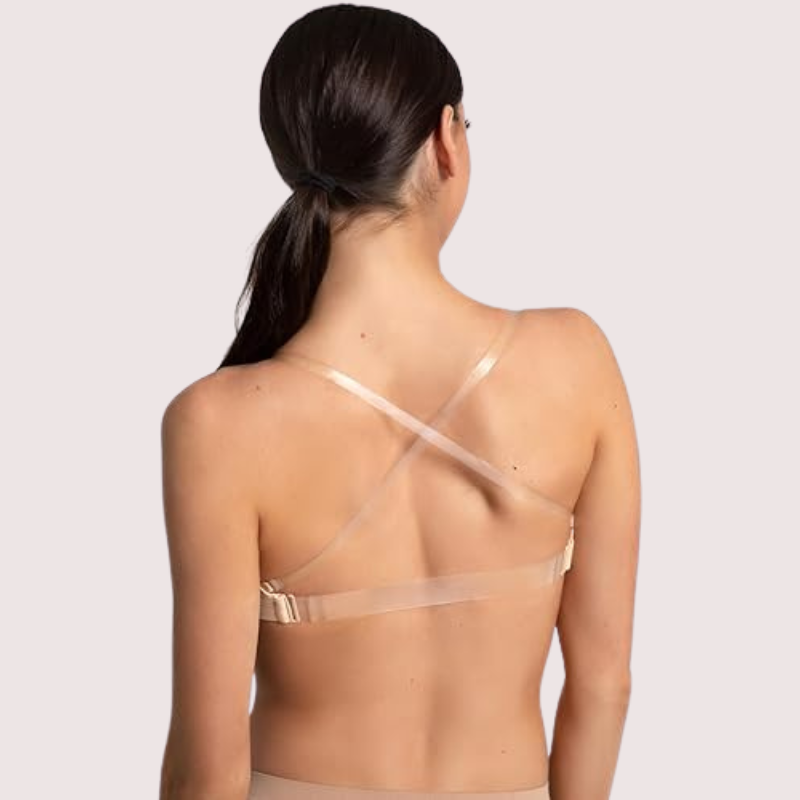 Sexy Tube Bandeau Bra with Transparent Straps in Nude - Pionie