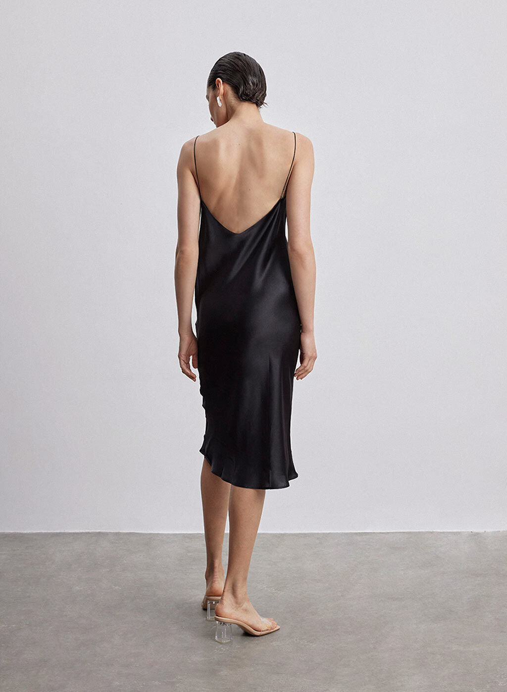 Silk Slip V-Neck Cocktail Party Dress - Pionie