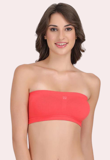 Sexy Coral Red Tube Bandeau Bra Top for Her - Pionie