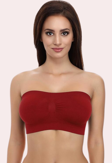 Maroon Magic Tube Bandeau Bra for Women - Pionie