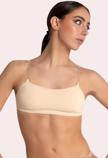 Sexy Tube Bandeau Bra with Transparent Straps in Nude - Pionie